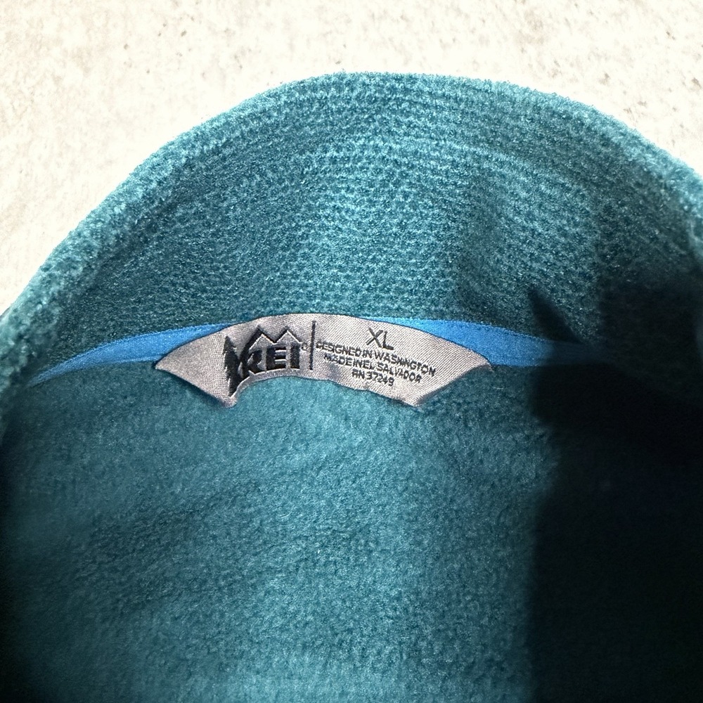 REI Co-Op Womens Grid Fleece Teal Full Zip Jacket Mock Neck Hiking XL - Picture 6 of 6